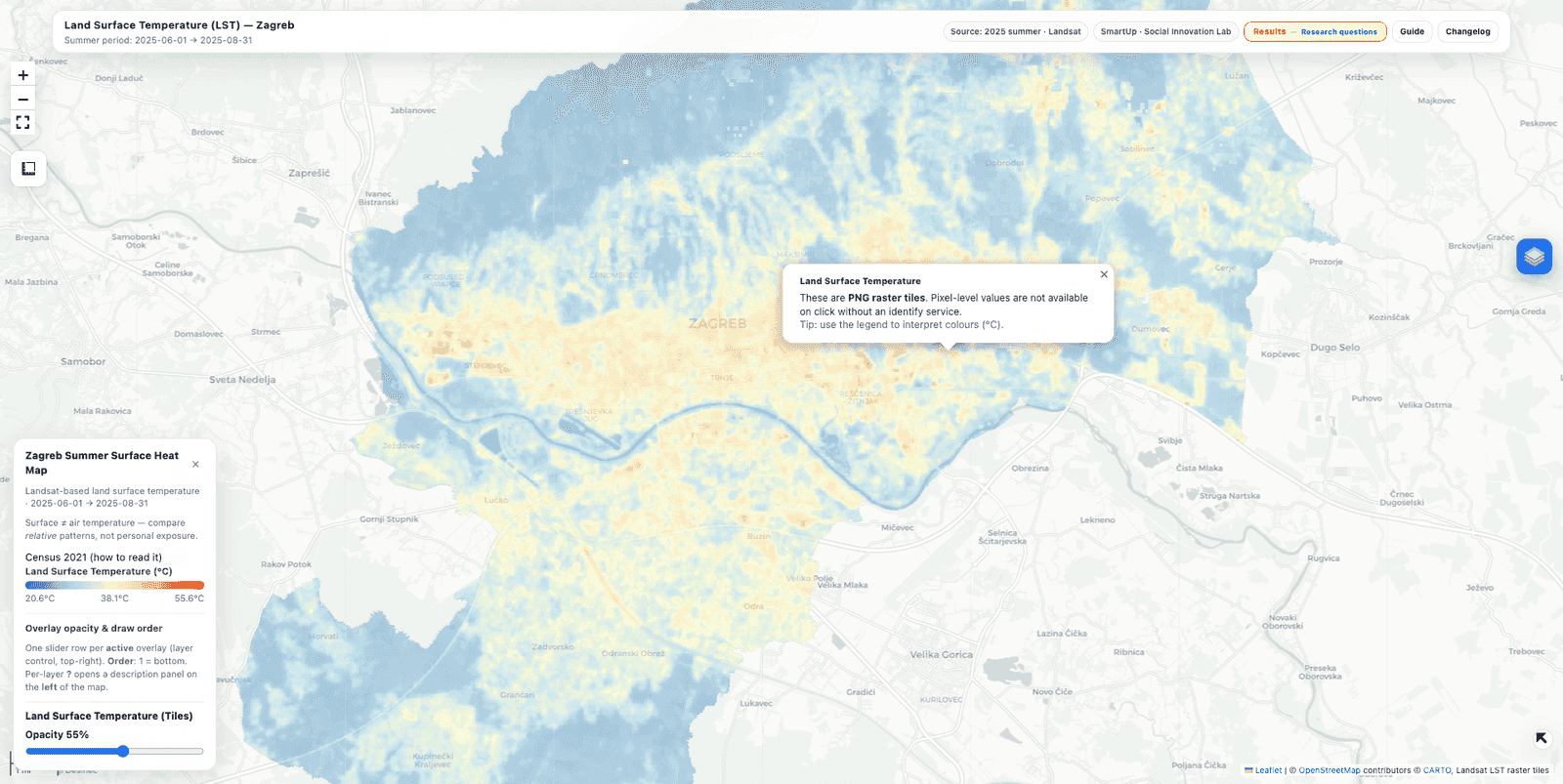 Zagreb Urban Heat Island Map