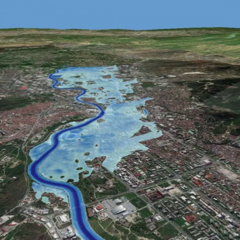 Simulation of extreme flooding for Skopje Planning region