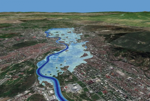 Simulation of extreme flooding for Skopje Planning region
