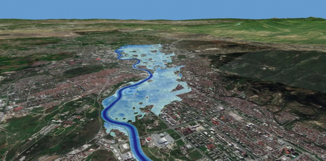 Simulation of extreme flooding for Skopje Planning region